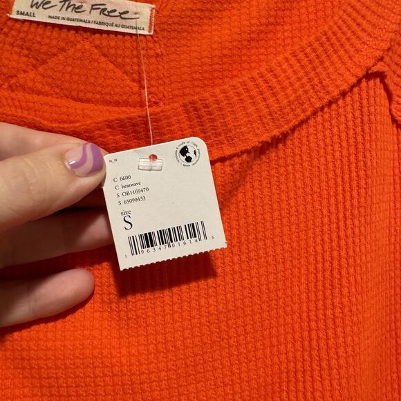 Free People We The Free Snowy Thermal Heatwave Orange NEW Size Small - Picture 5 of 8